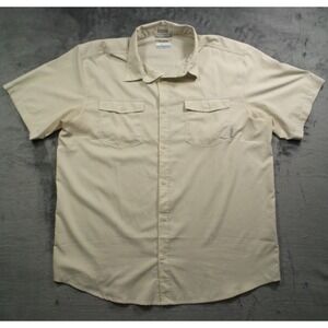 Columbia Shirt Mens Size XXL Beige Button Up Short Sleeve Regular Fit Omni-Shade